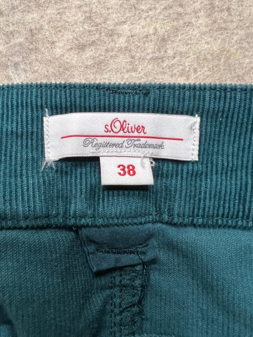 S.Oliver Green Corduroy Mini Skirt 5-pocket Micro Cords Casual Y2K Festival 38 - Picture 4 of 6